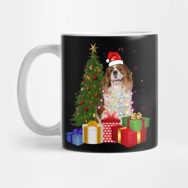 Cavalier King Charles Spaniel Christmas Tree Santa Hat Funny Xmas Gift Dog T-Shirt by CoolTees